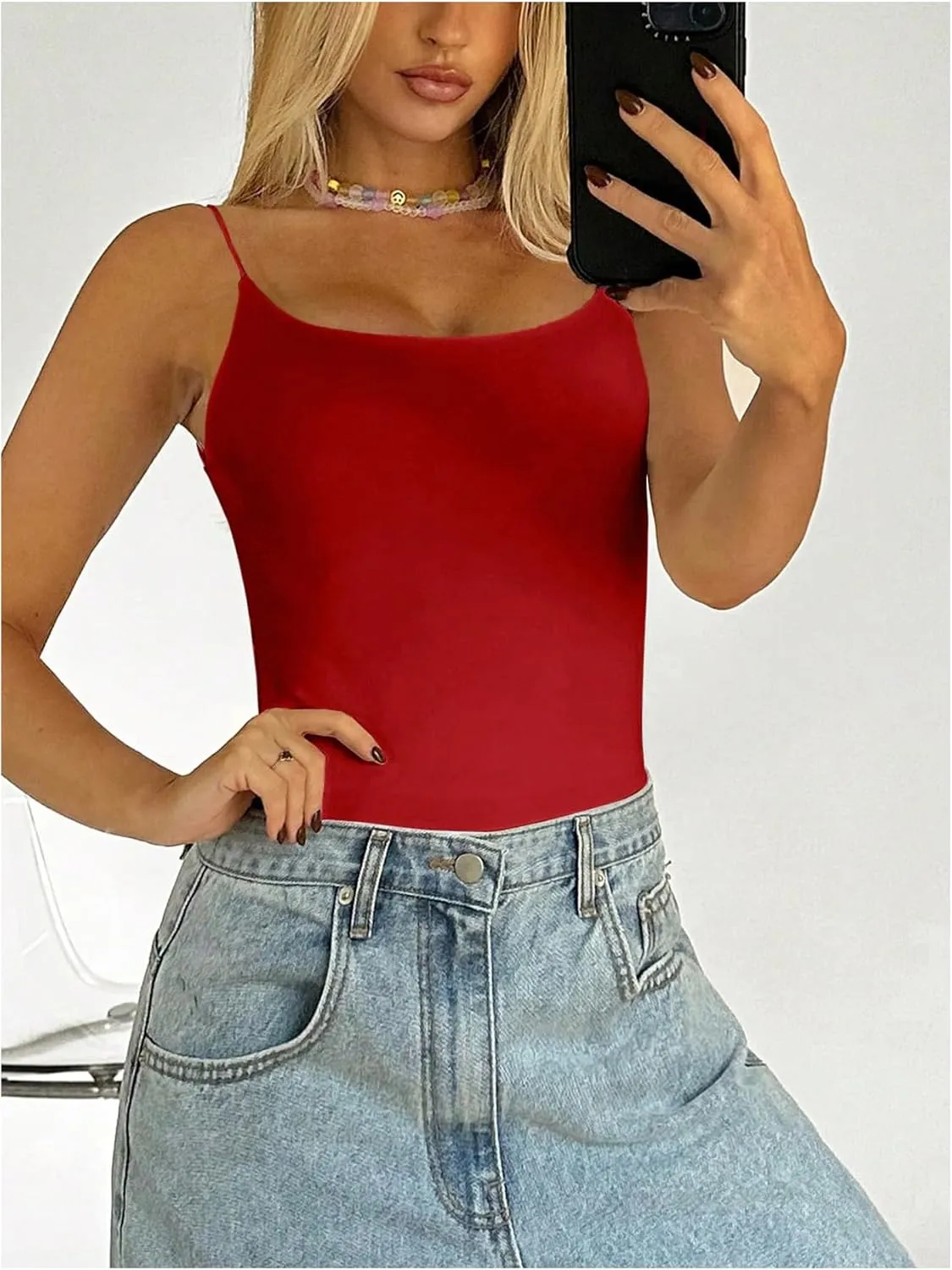 SweatyRocks Women's Backless Camisole Tops Criss Cross Fitted Spaghetti Strap Tank Top