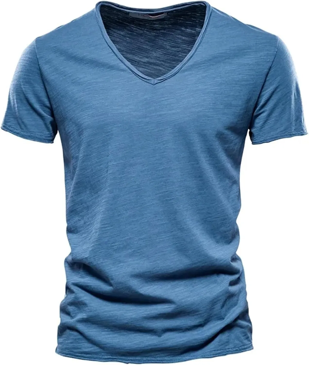 T Shirts for Man Cotton V Neck Short Sleeve Casual Summer Soft Basic Fitted Tshirts Muscle Gym Athletic Sports Plain Tshirt
