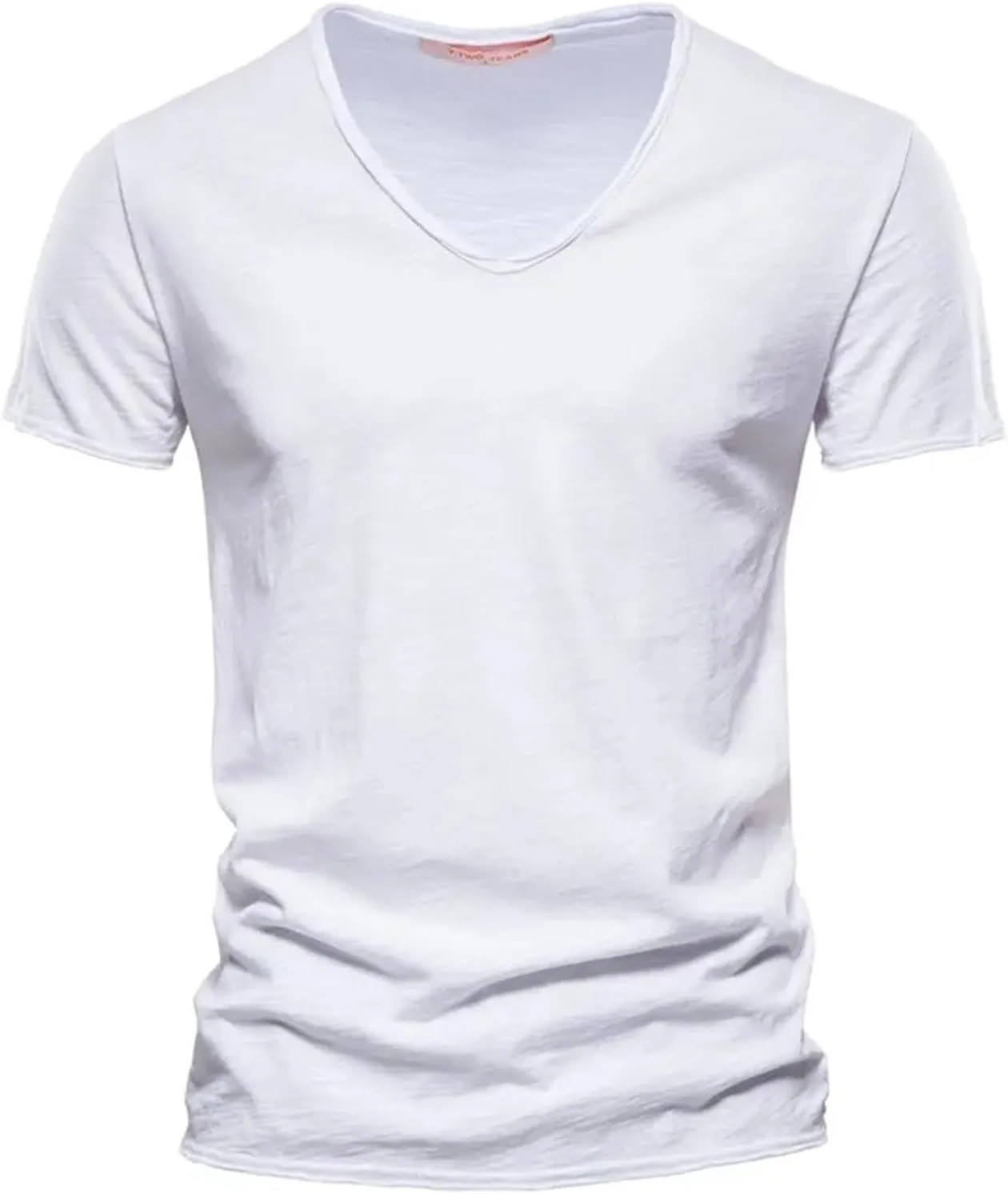 T Shirts for Man Cotton V Neck Short Sleeve Casual Summer Soft Basic Fitted Tshirts Muscle Gym Athletic Sports Plain Tshirt