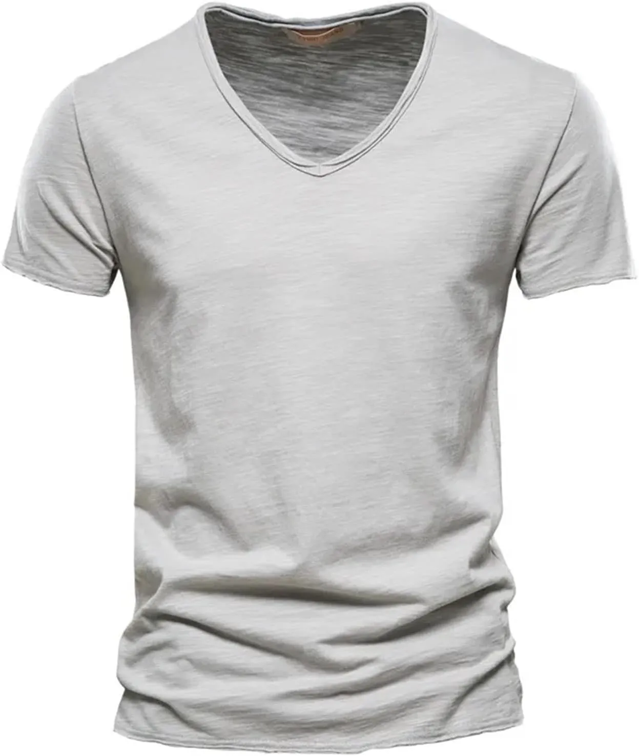 T Shirts for Man Cotton V Neck Short Sleeve Casual Summer Soft Basic Fitted Tshirts Muscle Gym Athletic Sports Plain Tshirt