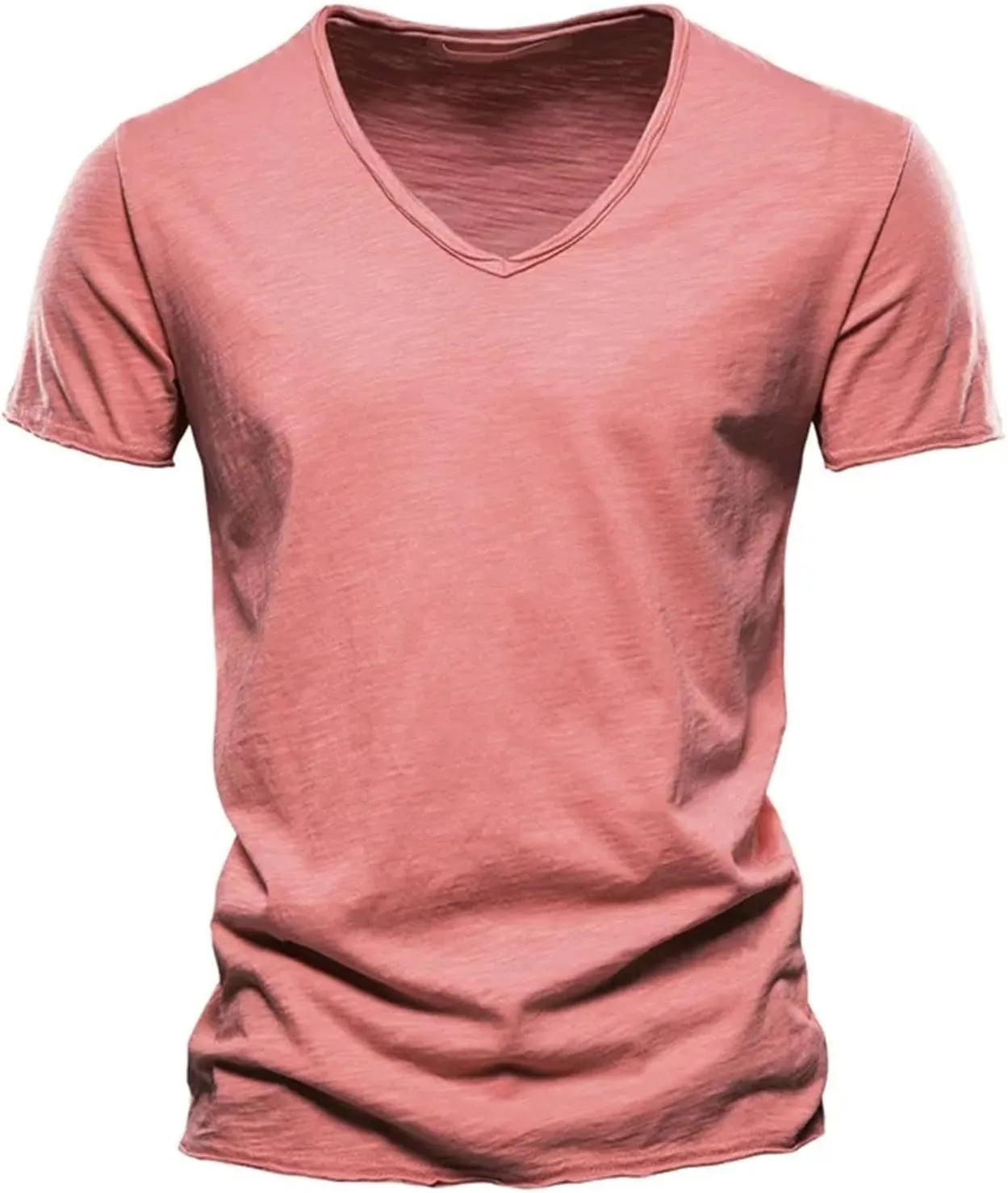 T Shirts for Man Cotton V Neck Short Sleeve Casual Summer Soft Basic Fitted Tshirts Muscle Gym Athletic Sports Plain Tshirt