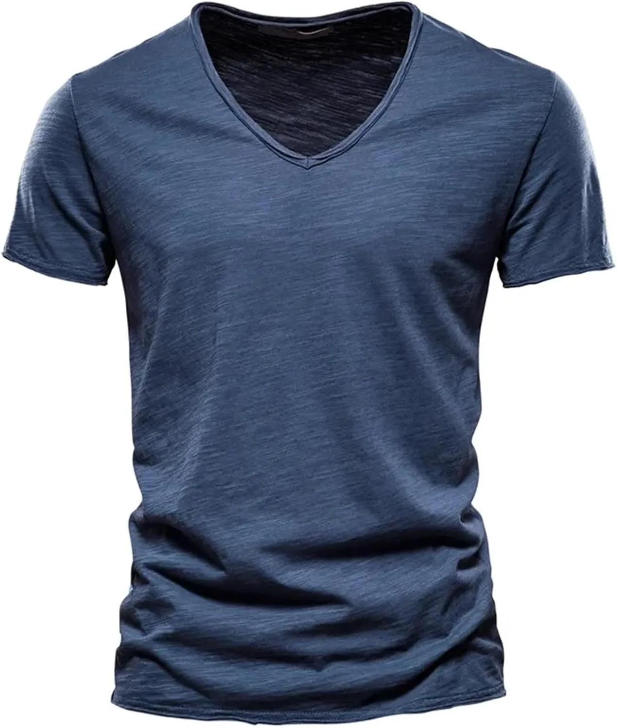 T Shirts for Man Cotton V Neck Short Sleeve Casual Summer Soft Basic Fitted Tshirts Muscle Gym Athletic Sports Plain Tshirt