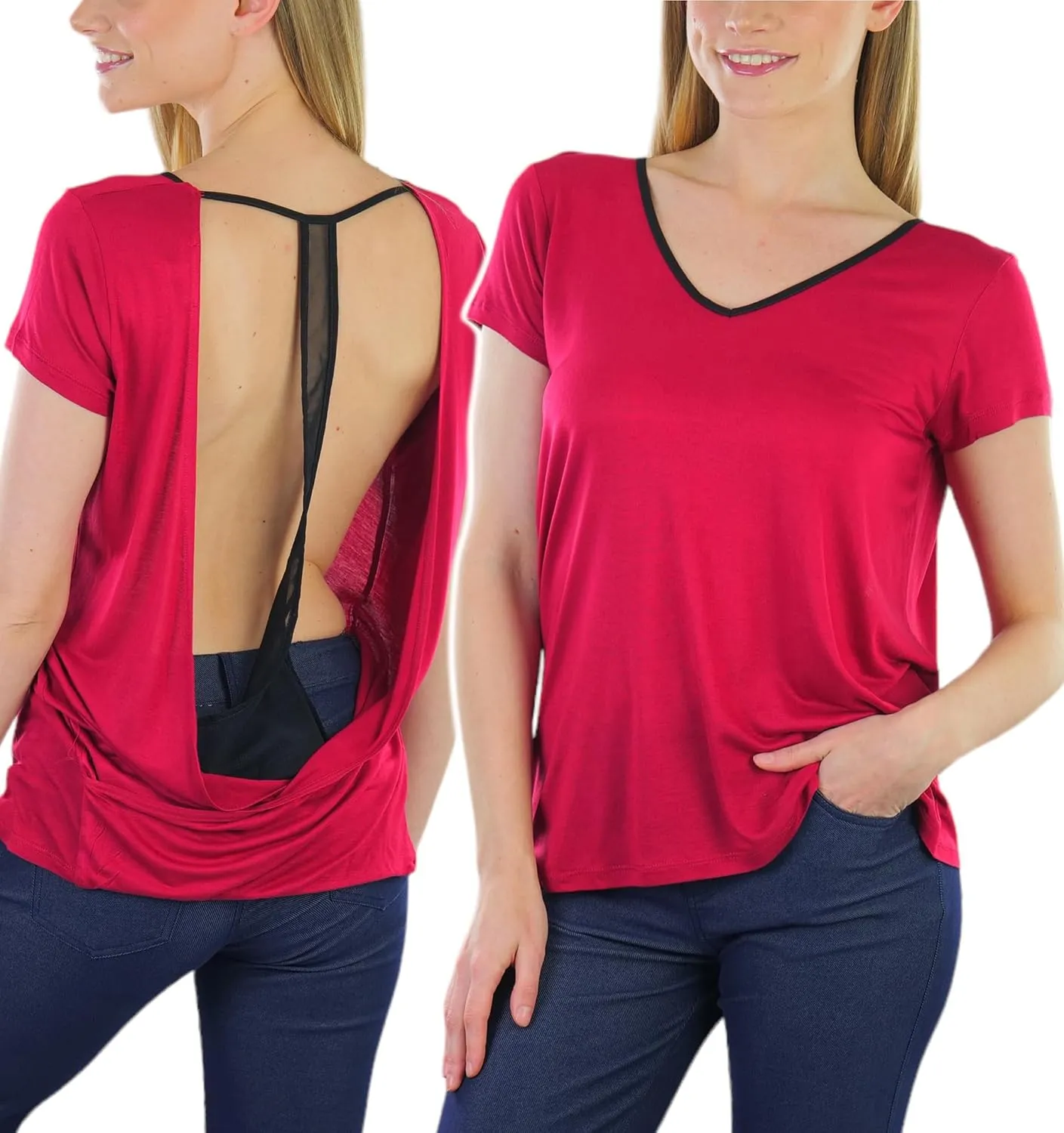 ToBeInStyle Womens Unique Open Back Design Tops Tank Shirt