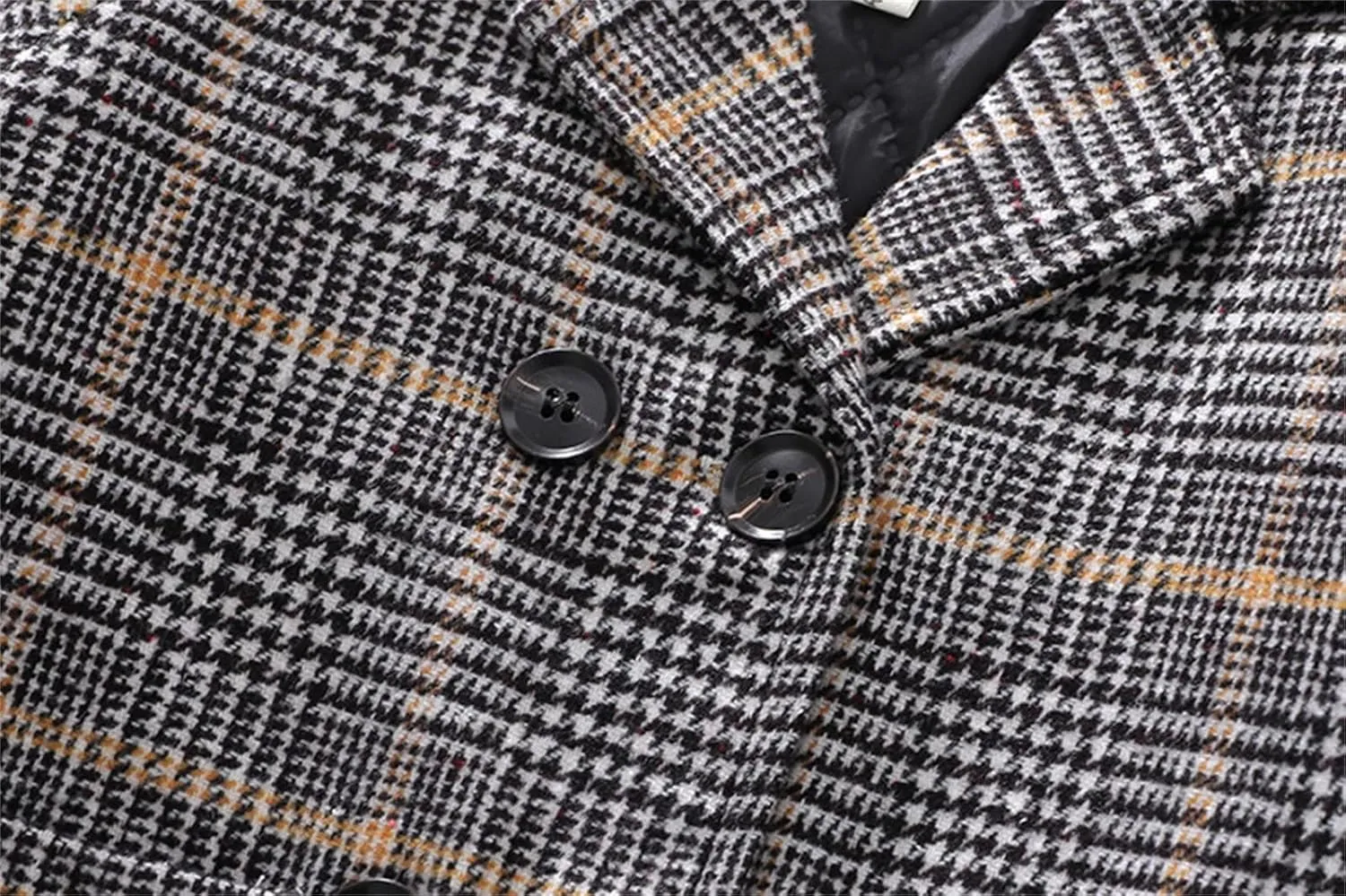 Toddler Kids Plaid Coat Elegant Notched Collar Double Breasted Wool Blend Over Pea Coat Baby Boys Girls Trench Coat Jacket