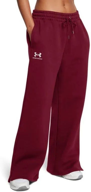 Under Armour Womens Icon Fleece Wide Leg Pants - Ultra-Soft Mid-Weight Fleece MD Cardinal-White