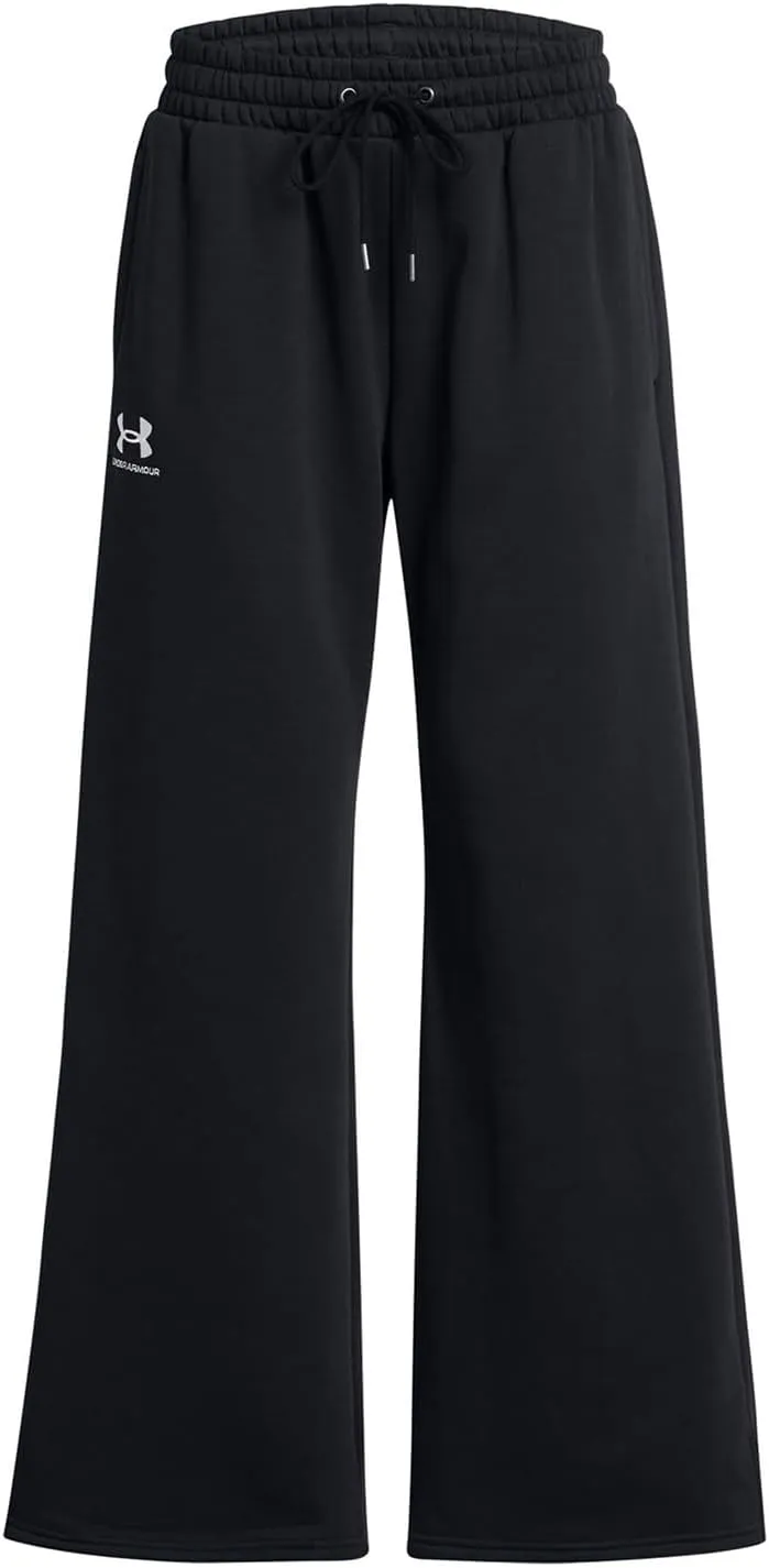 Under Armour Womens Icon Fleece Wide Leg Pants - Ultra-Soft Mid-Weight Fleece SM Black-White