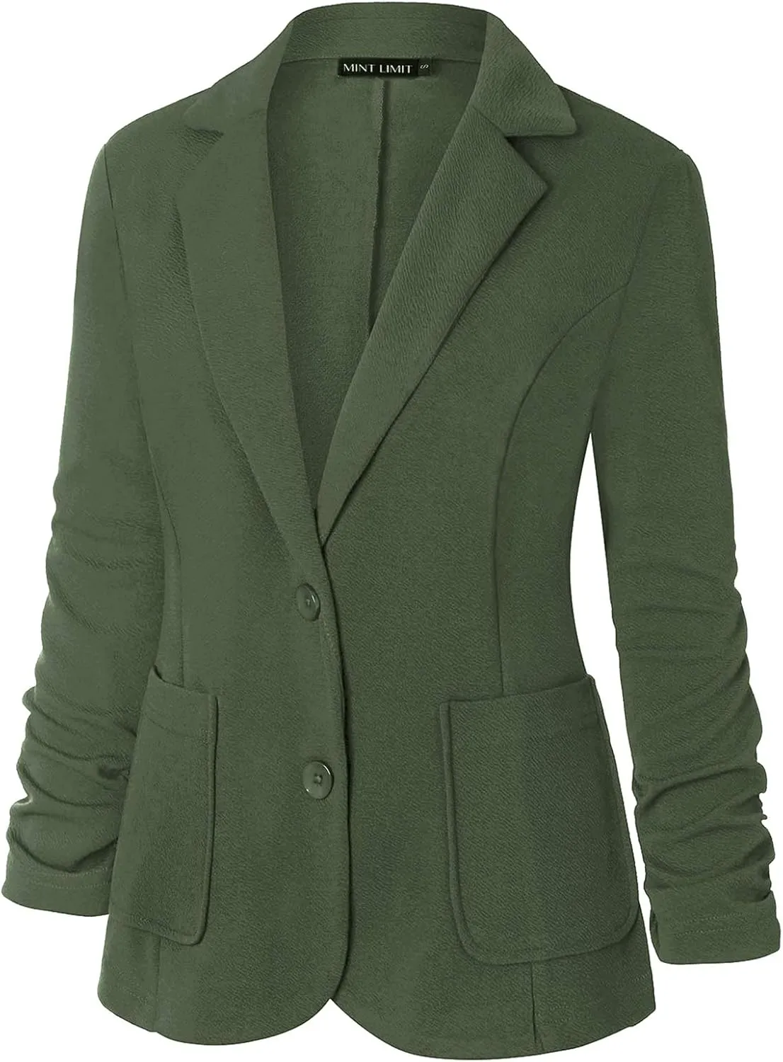 Unifizz Womens Casual Work Office Blazer Pockets Buttons Suit Jacket 3/4 Sleeve