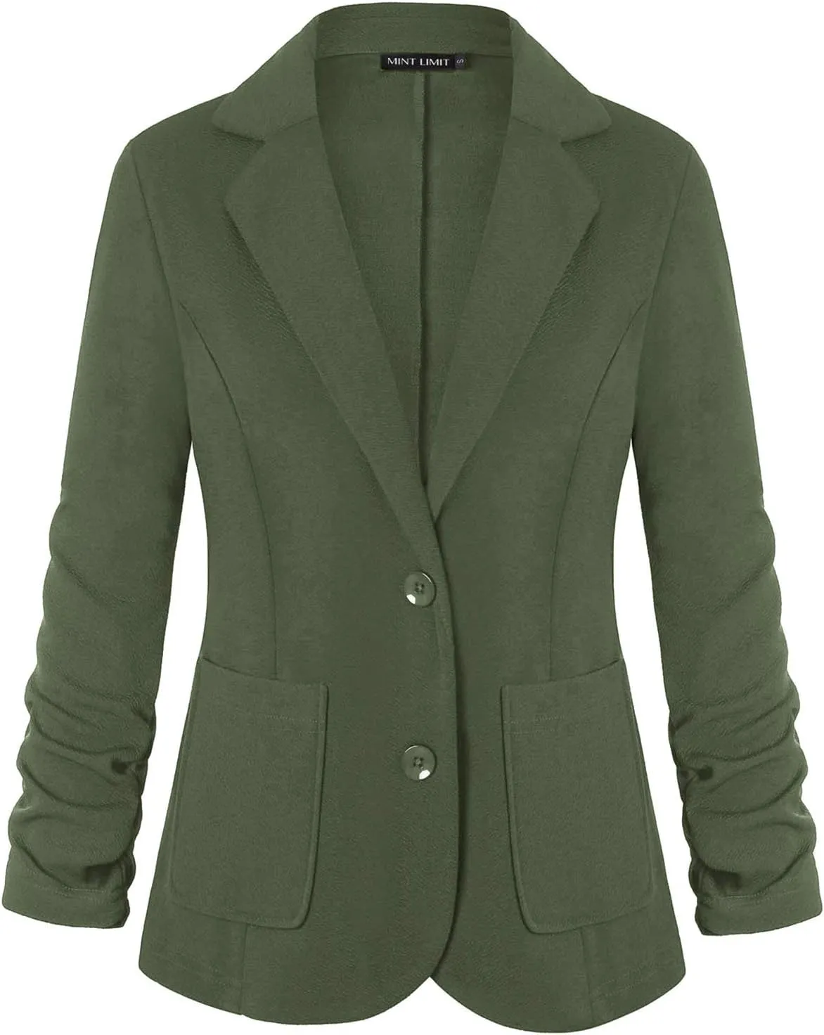 Unifizz Womens Casual Work Office Blazer Pockets Buttons Suit Jacket 3/4 Sleeve