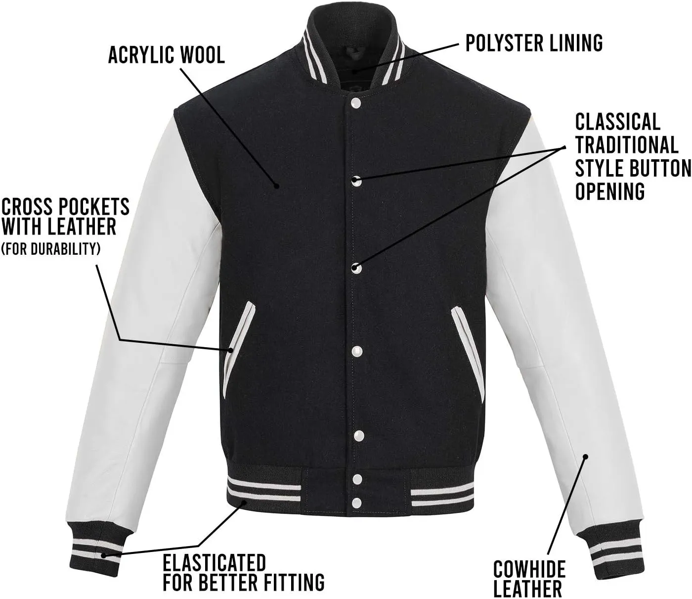 Varsity Jacket Baseball Letterman Jacket Wool and Leather Premium Quality Unisex Basketball Jacket