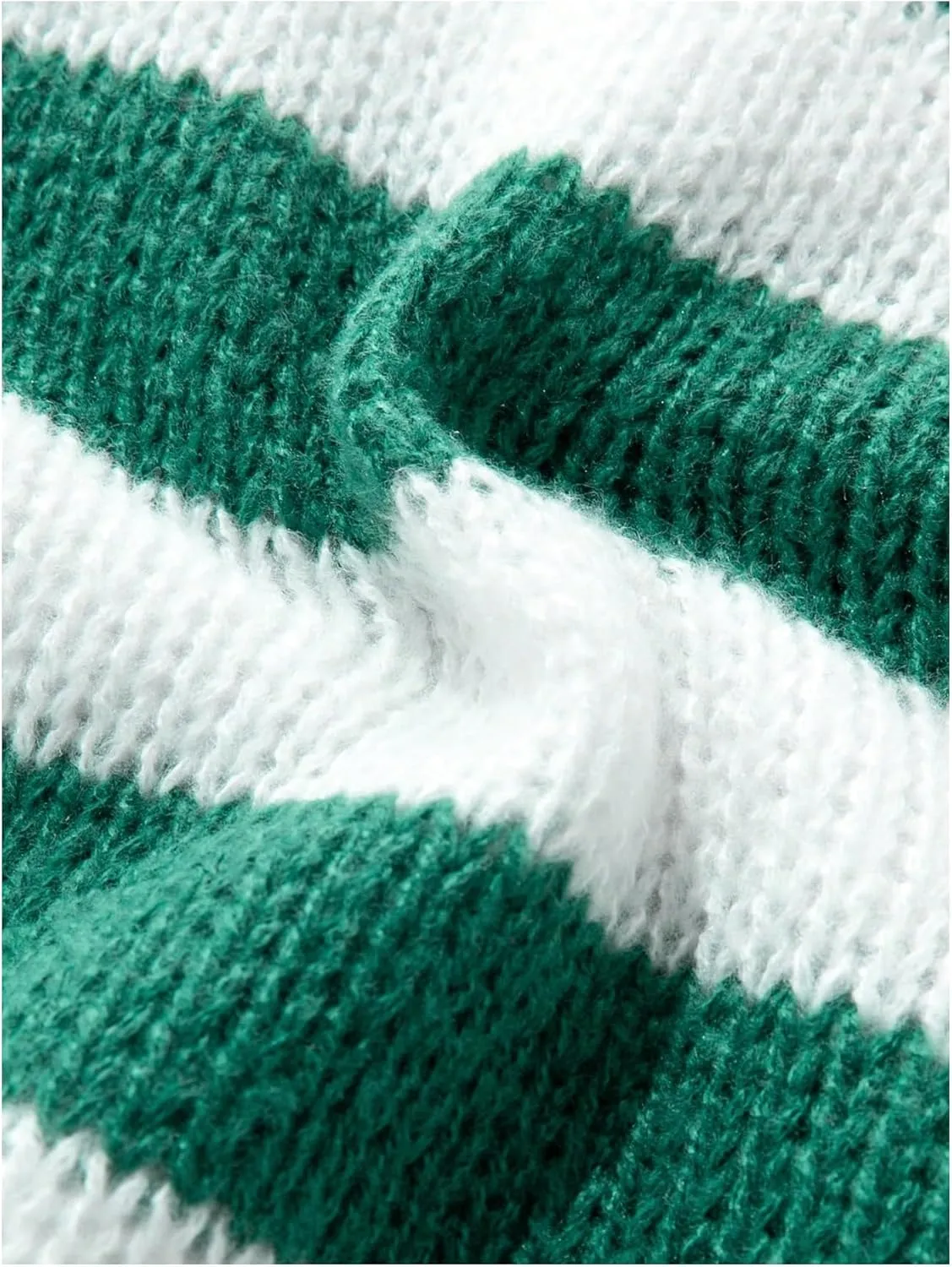 Verdusa Men's Distressed Contrast Binding Round Neck Sweater Striped Long Sleeve Knit Top