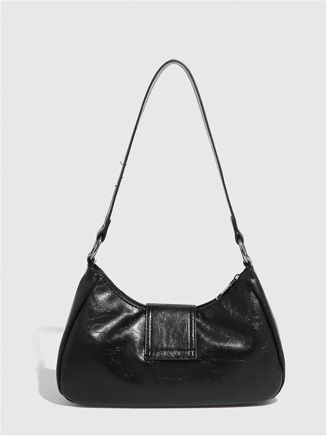 Verdusa Women's Buckle Leather Shoulder Handbags Vintage Top Handle Crescent Underarm Bag