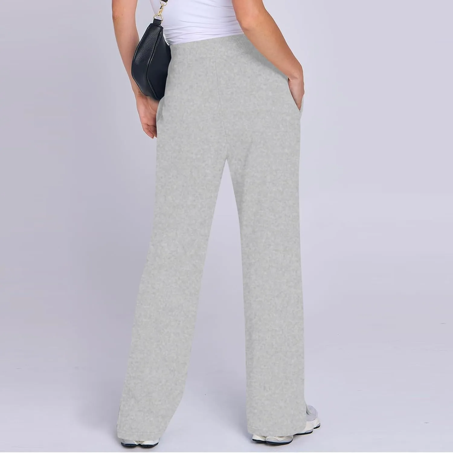 Wide Leg Pants Woman Drawstring High Waist Yoga Pants with Pocket Lightweight Casual Flare Sweatpants Baggy Lounge Pants