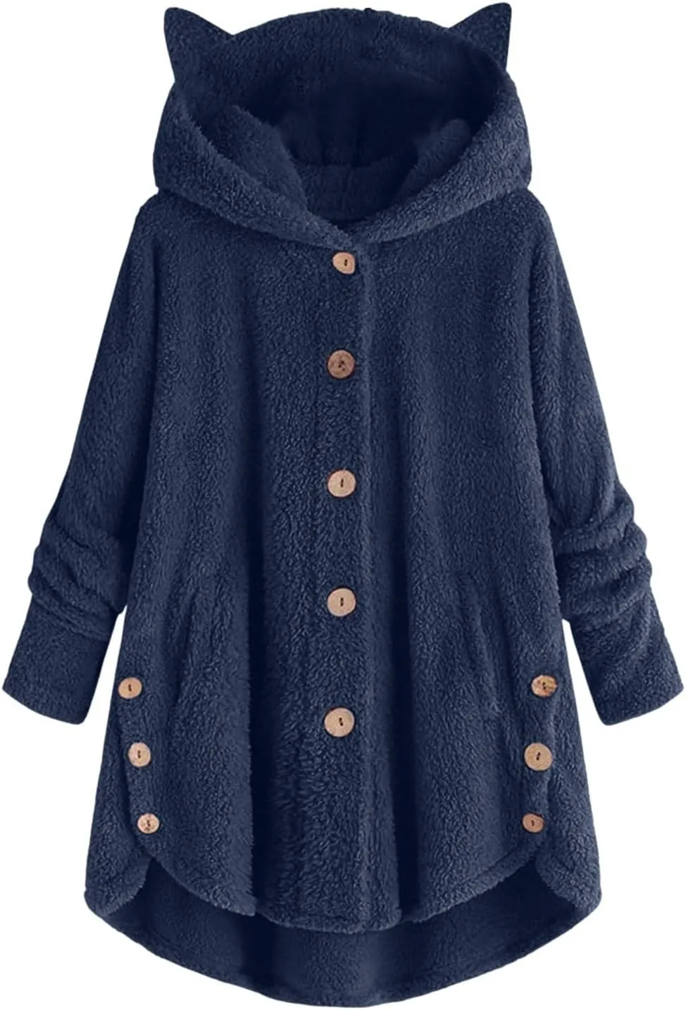 Winter Coats for Women 2024 Loose Plush Solid Color Single Breasted Pocket Hood Zipper Up Jacket