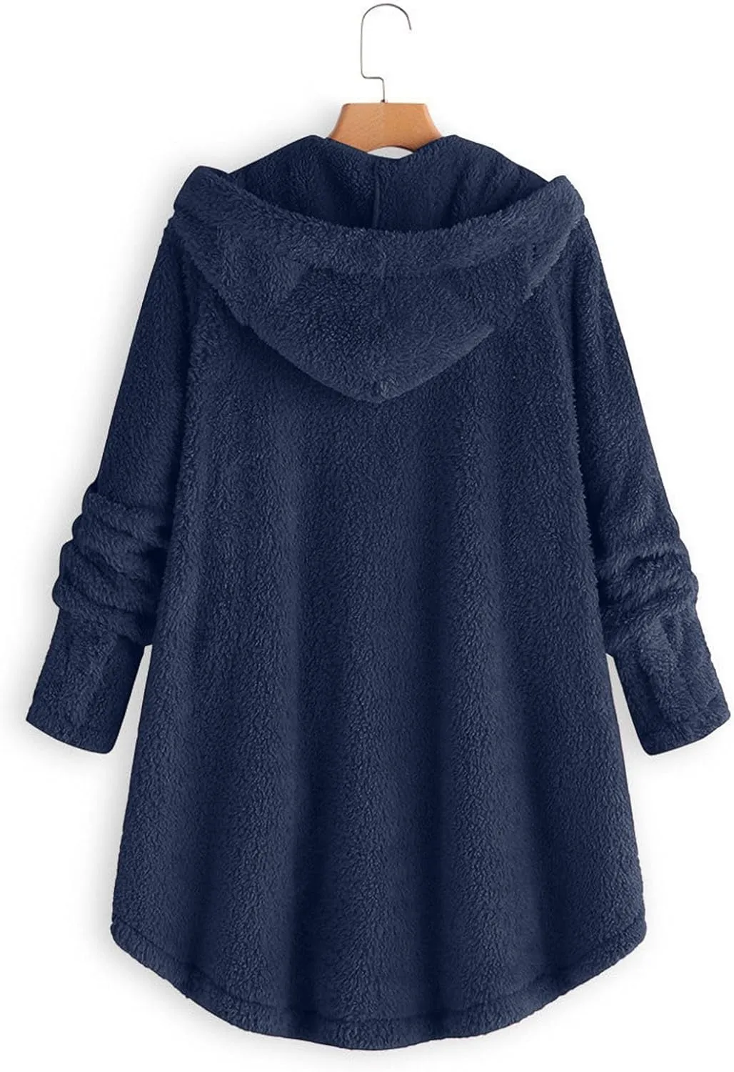 Winter Coats for Women 2024 Loose Plush Solid Color Single Breasted Pocket Hood Zipper Up Jacket