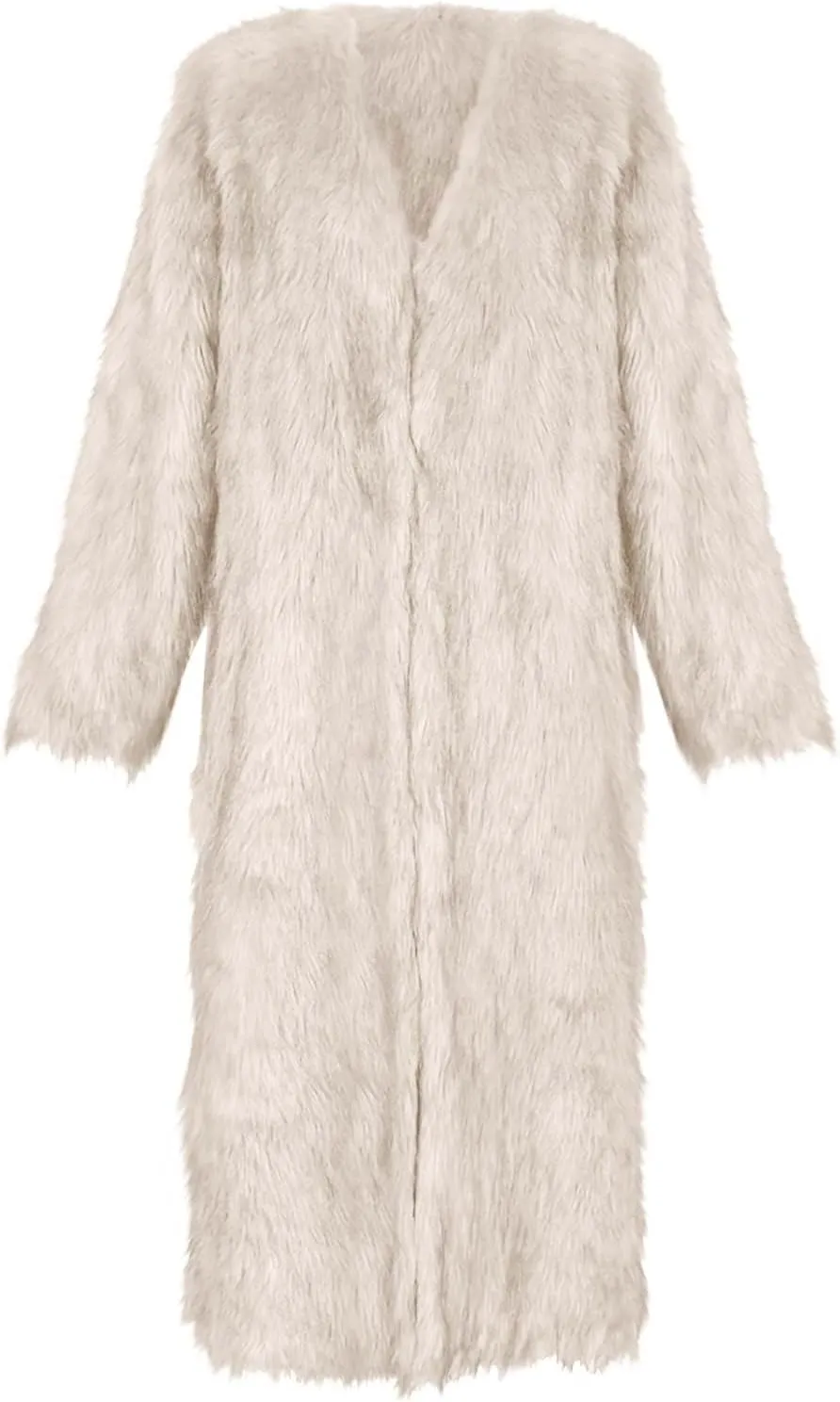 Winter Coats for Women Fashion Dressy Faux Fur Long Overcoat Open Front Warm Long Cardigan Fuzzy Sherpa Outfit