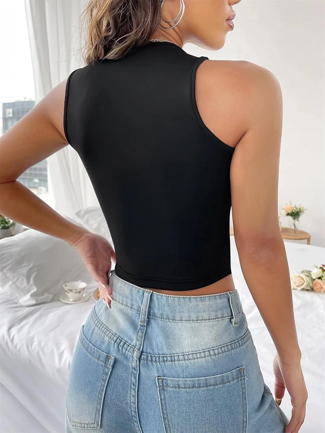 Women Gothic Crop Top Camisole Tank Tops Clubwear Cropped Cami T-Shirt