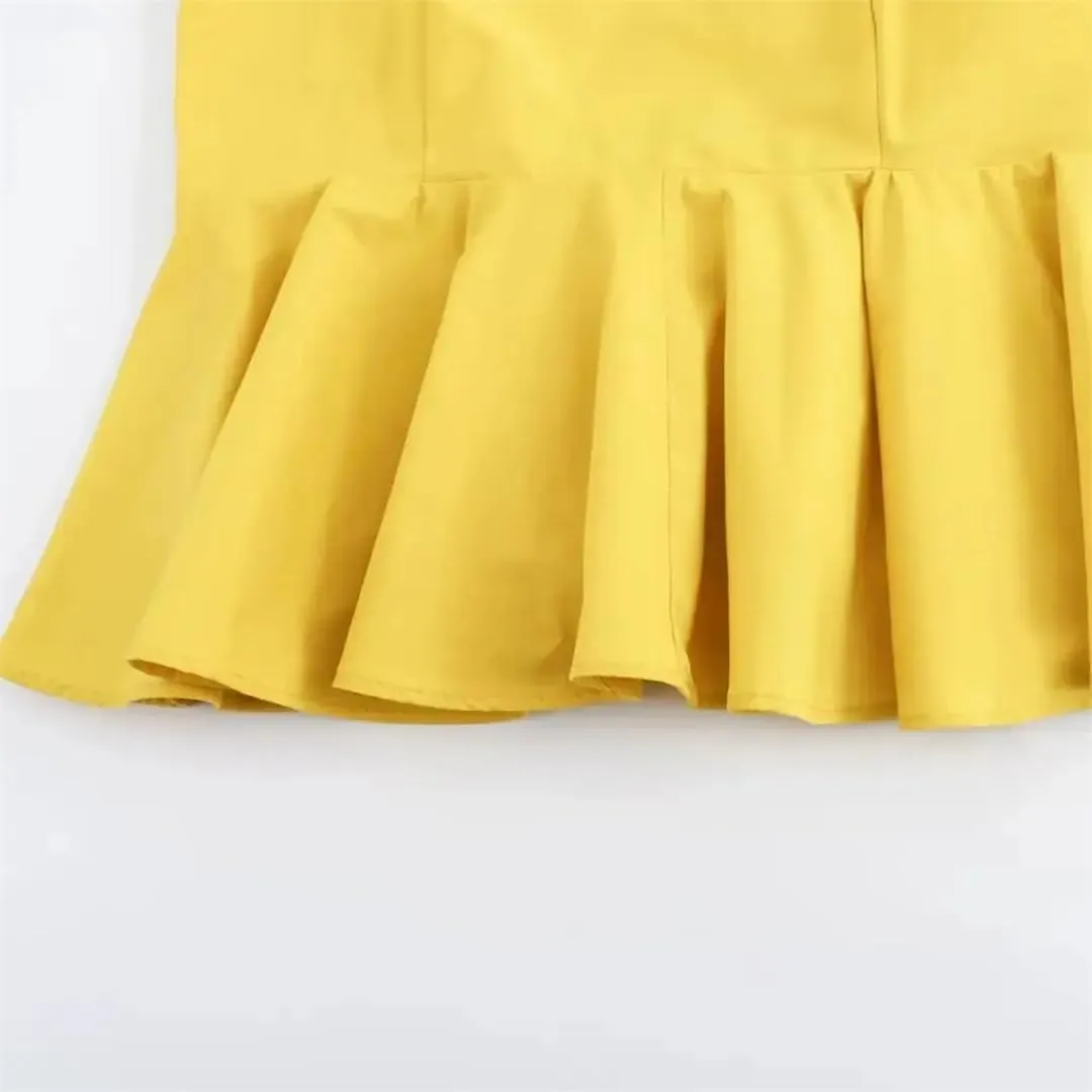 Women Solid Color Backless Slim Camisole Casual Sleeveless Pleated Tank Crop Top
