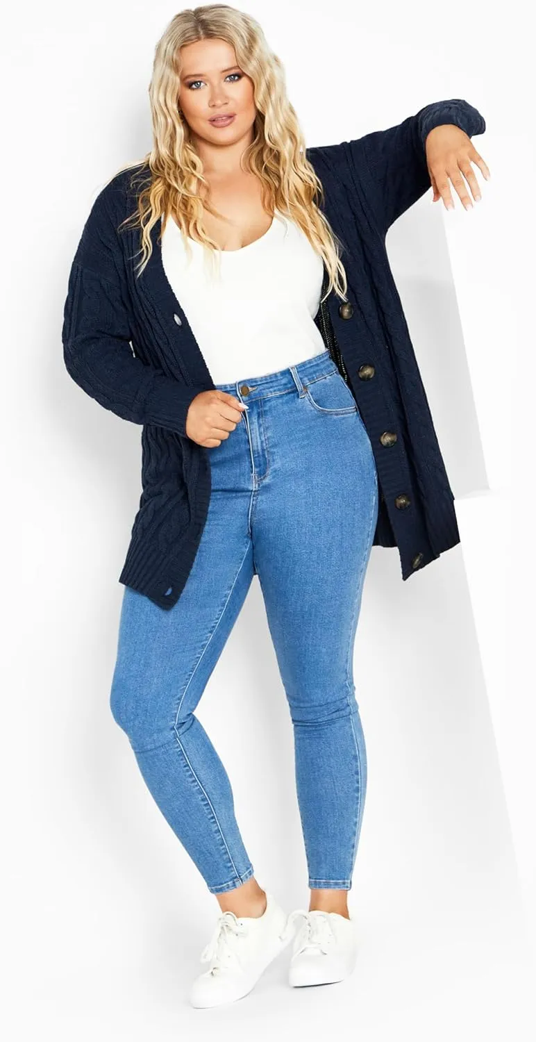 Women's Cara Cable Knit V Neck Cardigan