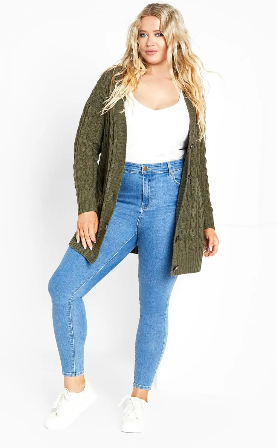 Women's Cara Cable Knit V Neck Cardigan