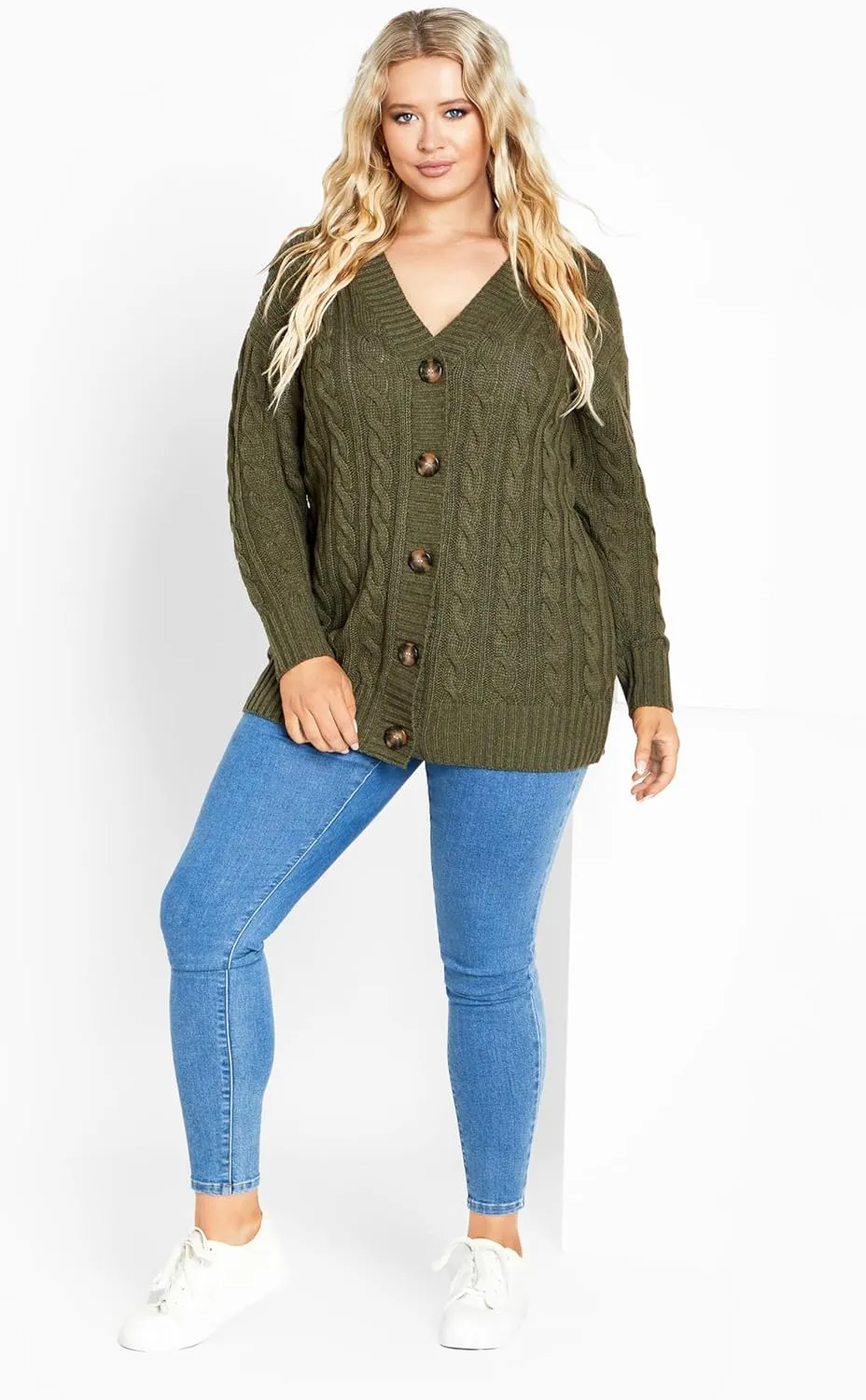 Women's Cara Cable Knit V Neck Cardigan
