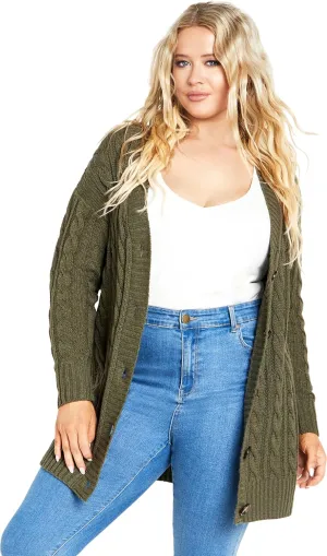 Women's Cara Cable Knit V Neck Cardigan