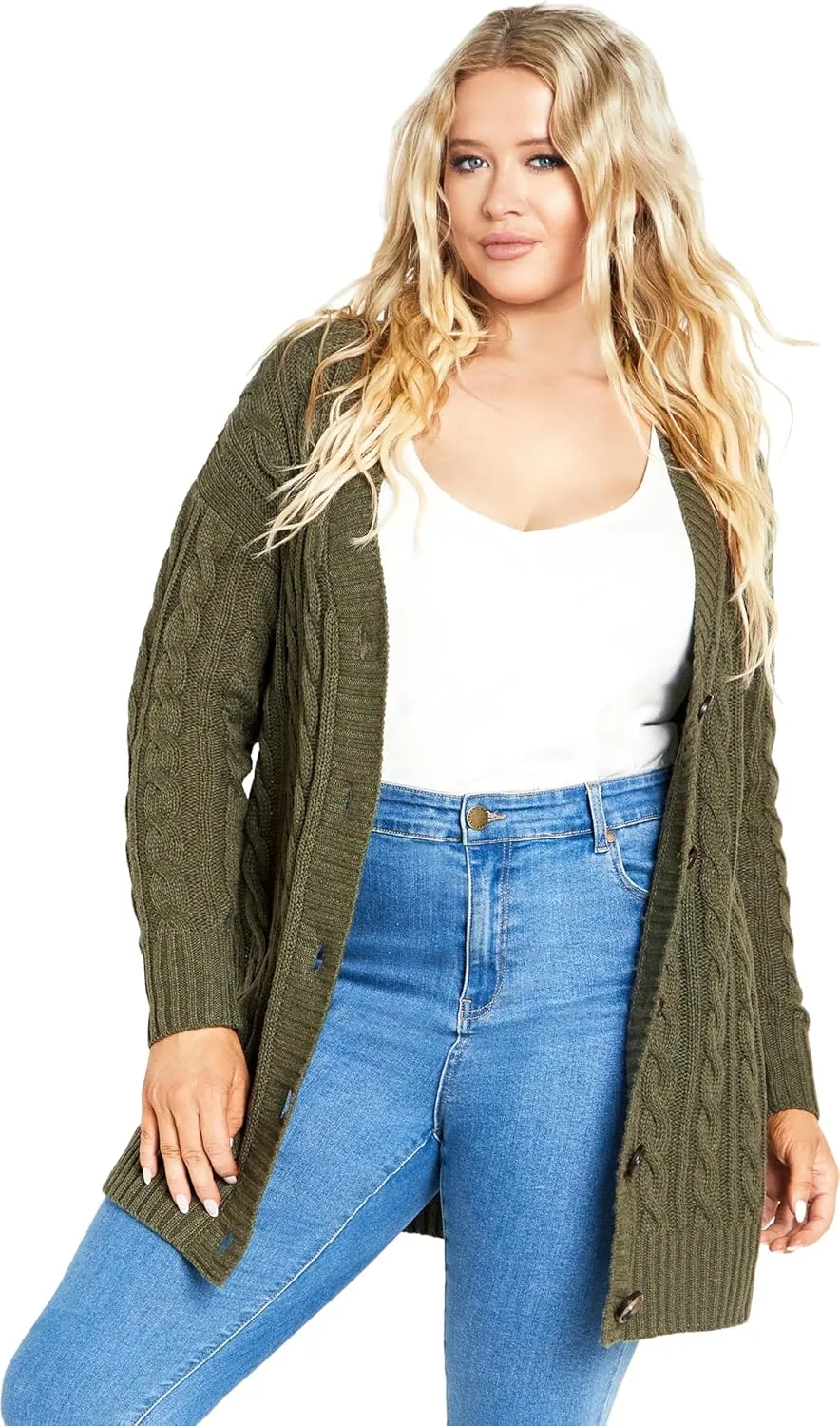 Women's Cara Cable Knit V Neck Cardigan
