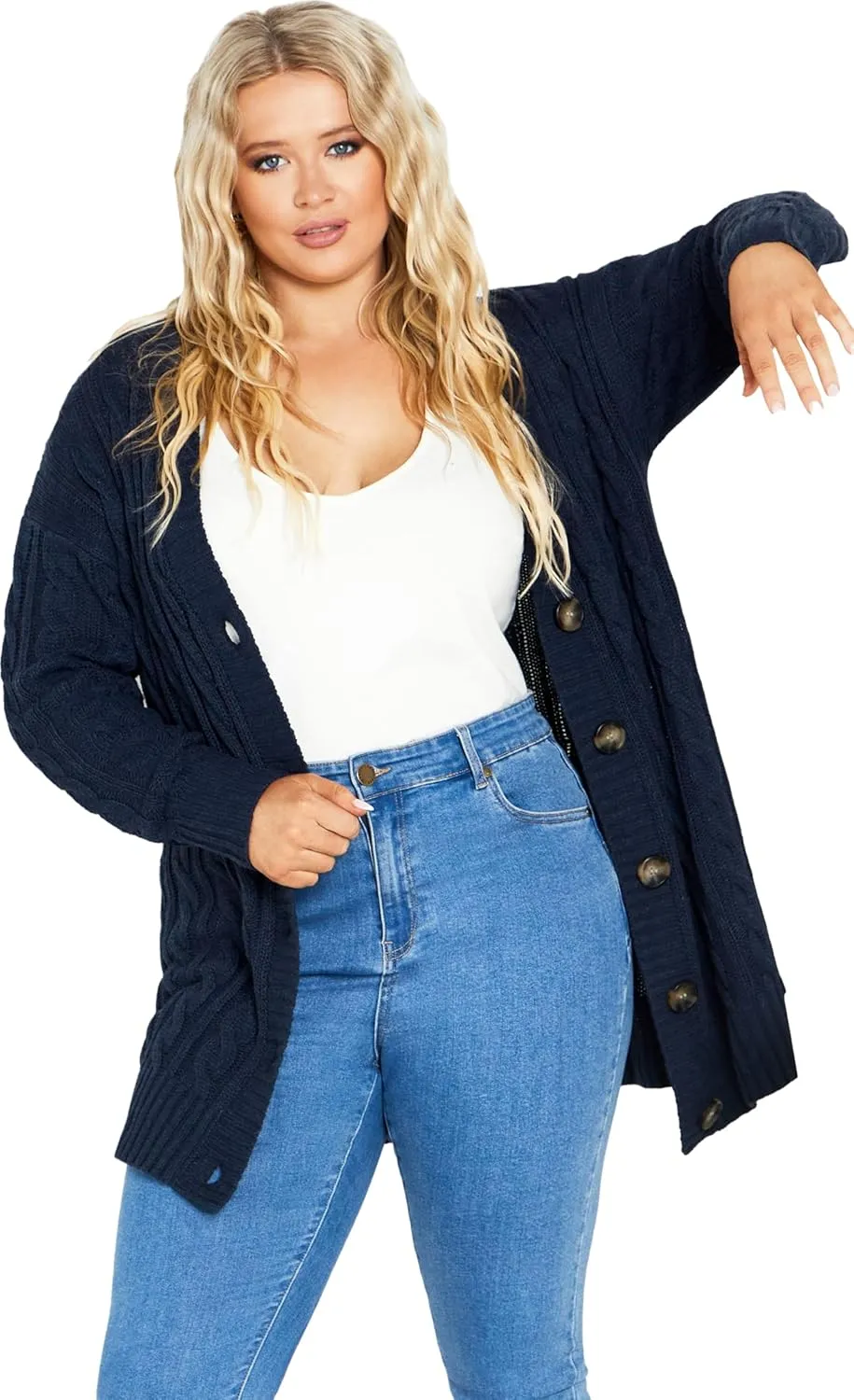Women's Cara Cable Knit V Neck Cardigan