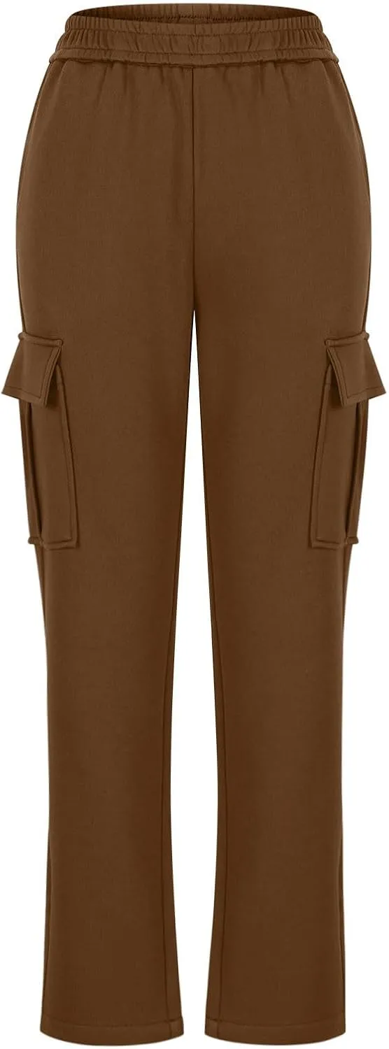 Womens Cargo Sweatpants Casual Elastic High Waist Joggers Pants 2024 Trendy Lounge Trousers with Pockets Fall Outfits