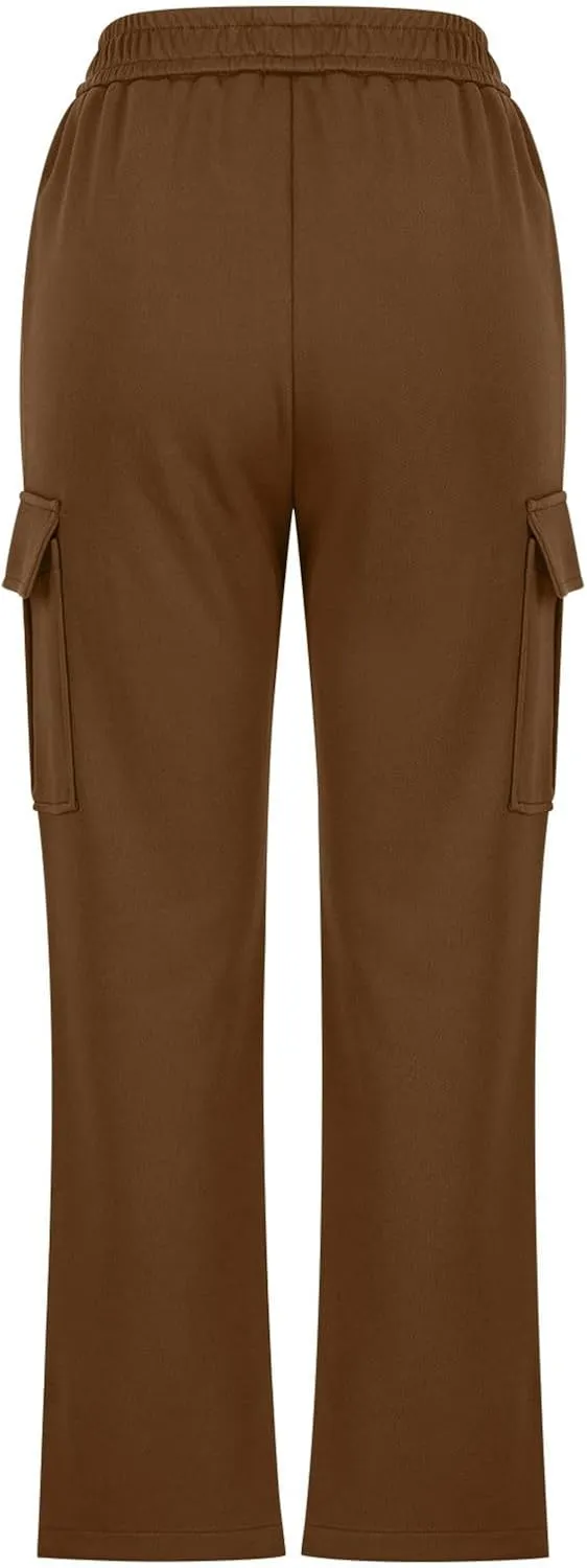Womens Cargo Sweatpants Casual Elastic High Waist Joggers Pants 2024 Trendy Lounge Trousers with Pockets Fall Outfits