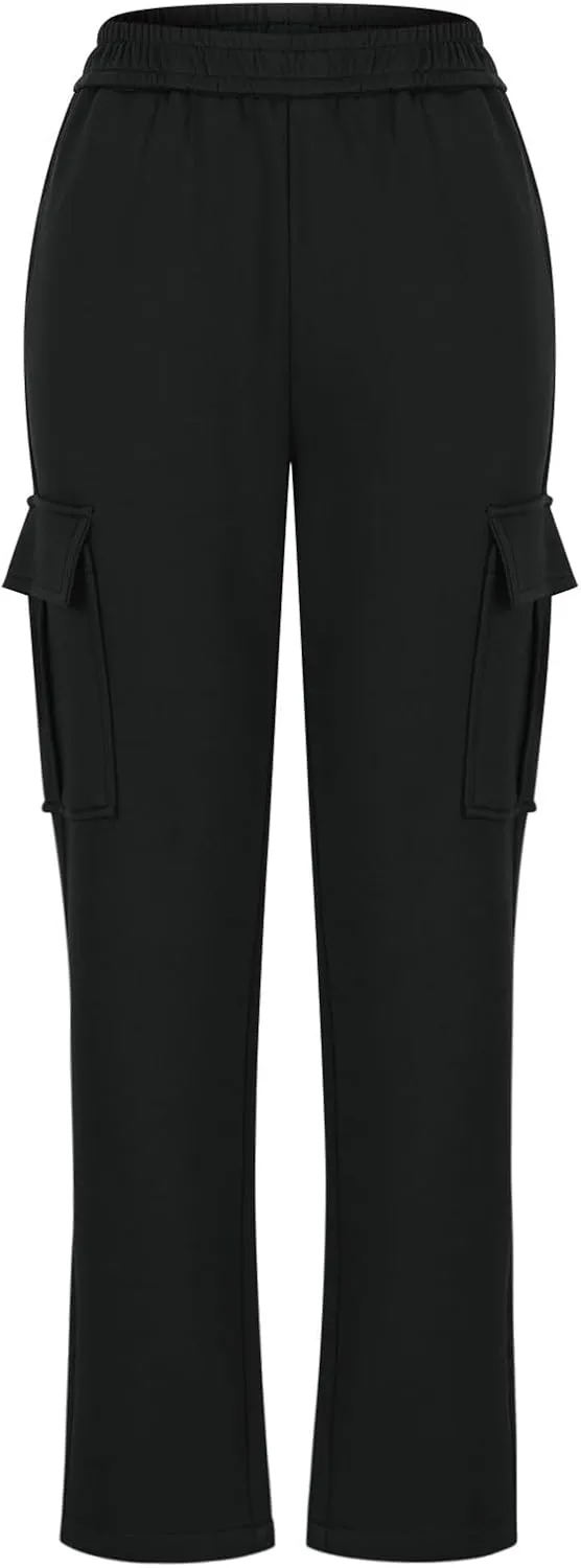 Womens Cargo Sweatpants Casual Elastic High Waist Joggers Pants 2024 Trendy Lounge Trousers with Pockets Fall Outfits