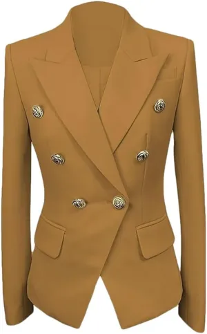 Womens Casual Double Breasted Blazer Jacket Notch Lapel Prom Party Coat Office Lady Jacket for Work Professional