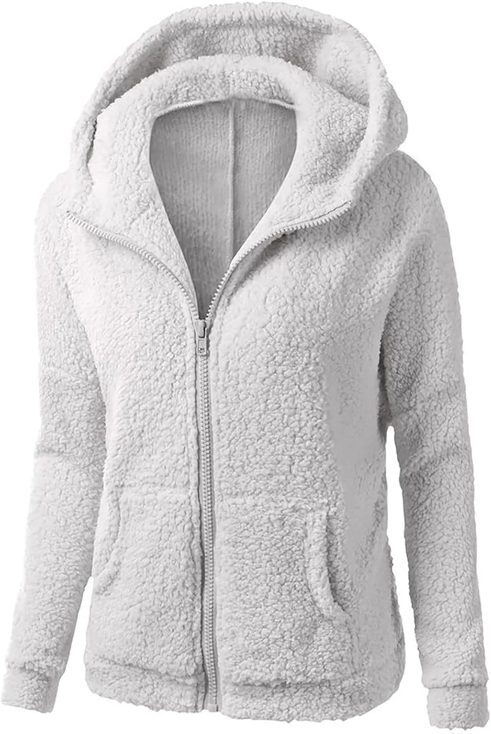 Womens Cozy Winter Fleece Hoodie Jackets 2023 Zip Up Fuzzy Sherpa Hooded Sweatshirts Oversized Warm Shearling Coat
