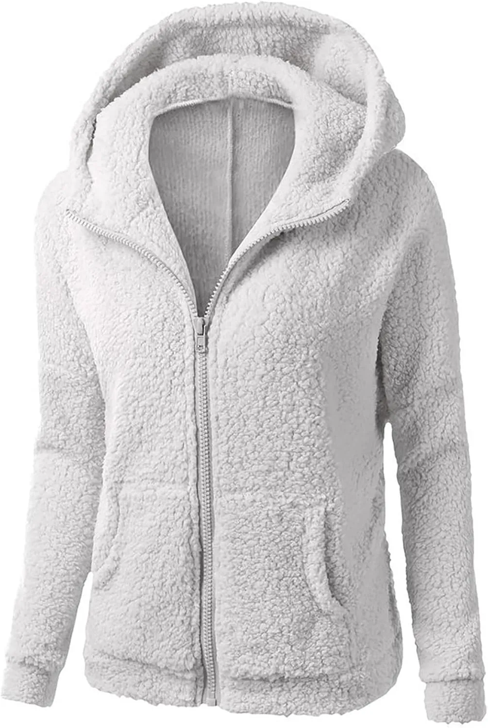 Womens Cozy Winter Fleece Hoodie Jackets 2023 Zip Up Fuzzy Sherpa Hooded Sweatshirts Oversized Warm Shearling Coat