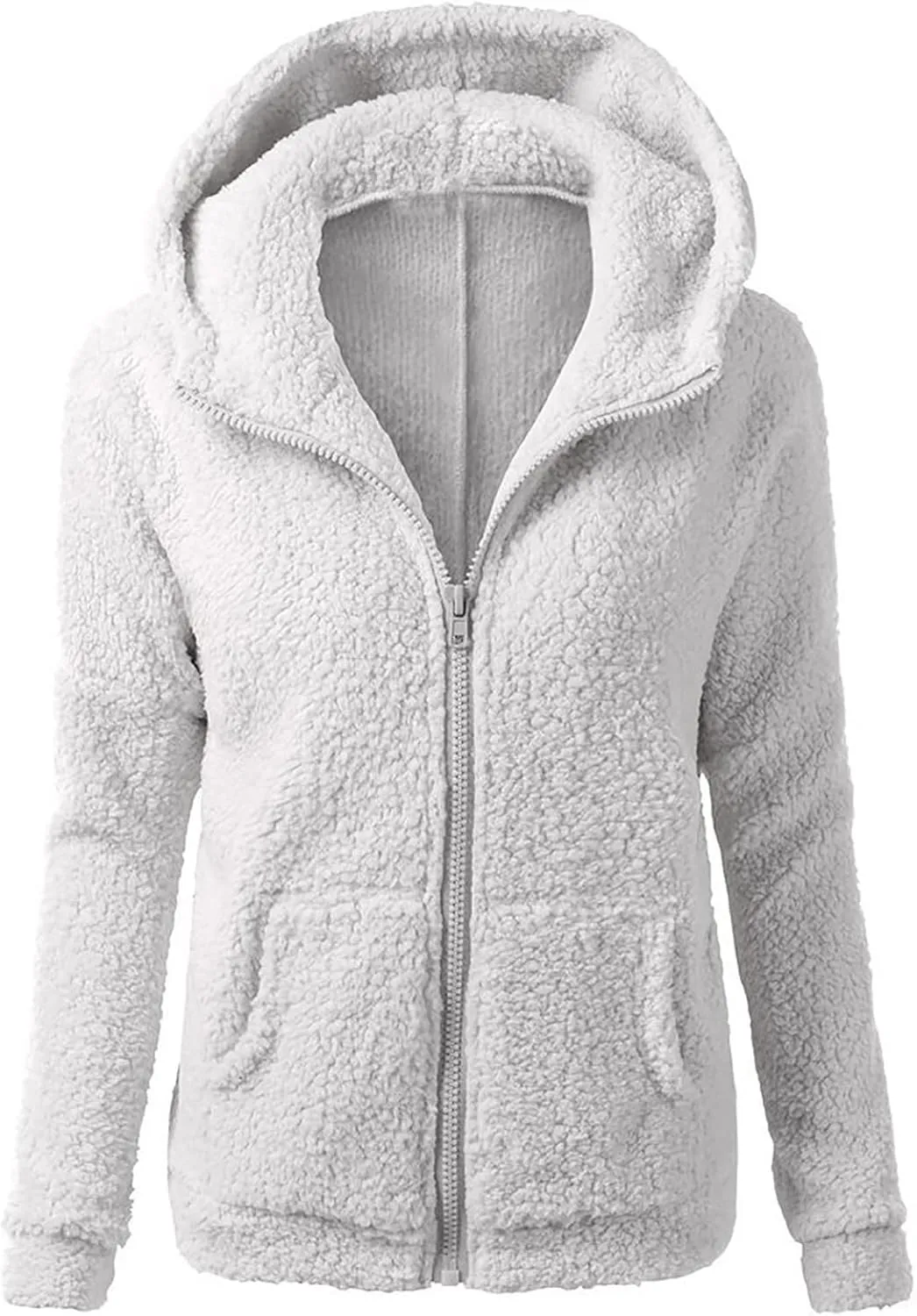 Womens Cozy Winter Fleece Hoodie Jackets 2023 Zip Up Fuzzy Sherpa Hooded Sweatshirts Oversized Warm Shearling Coat