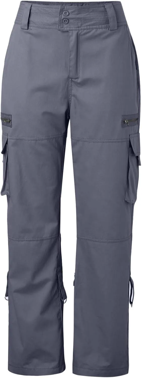 Womens Elastic High Waisted Cargo Pants Casual Relaxed Fit Multi Pockets Work Pants Trendy Y2K Streetwear Trousers