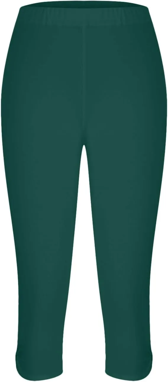 Womens Keyhole Crop Trousers Stretch High Waist Yoga Capri Leggings Casual Comfort Capris Workout Sport Cropped Pant