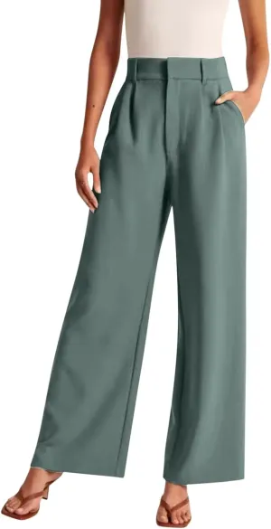 Womens Linen Blend Summer Loose Pants Elastic Waist Long Lounge Slim-Fit Palazzo Lounge Pants Beach