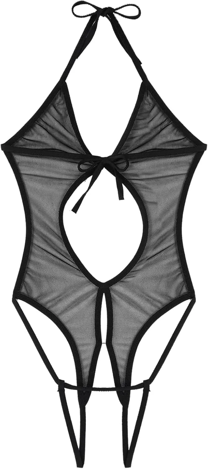 Women's Lingerie Sets Tie-Front Nightwear Silk Mini Babydoll 2 Piece Set Slip Dress Pyjamas