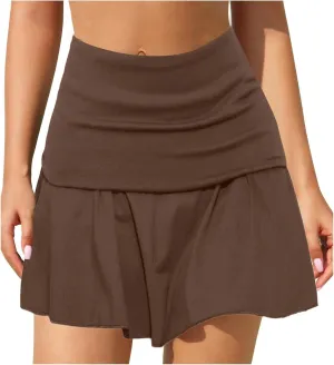 Women's Plain Pleated Skirt Women's Sports Waistband Skirt A Line Leopard Midi Skirt
