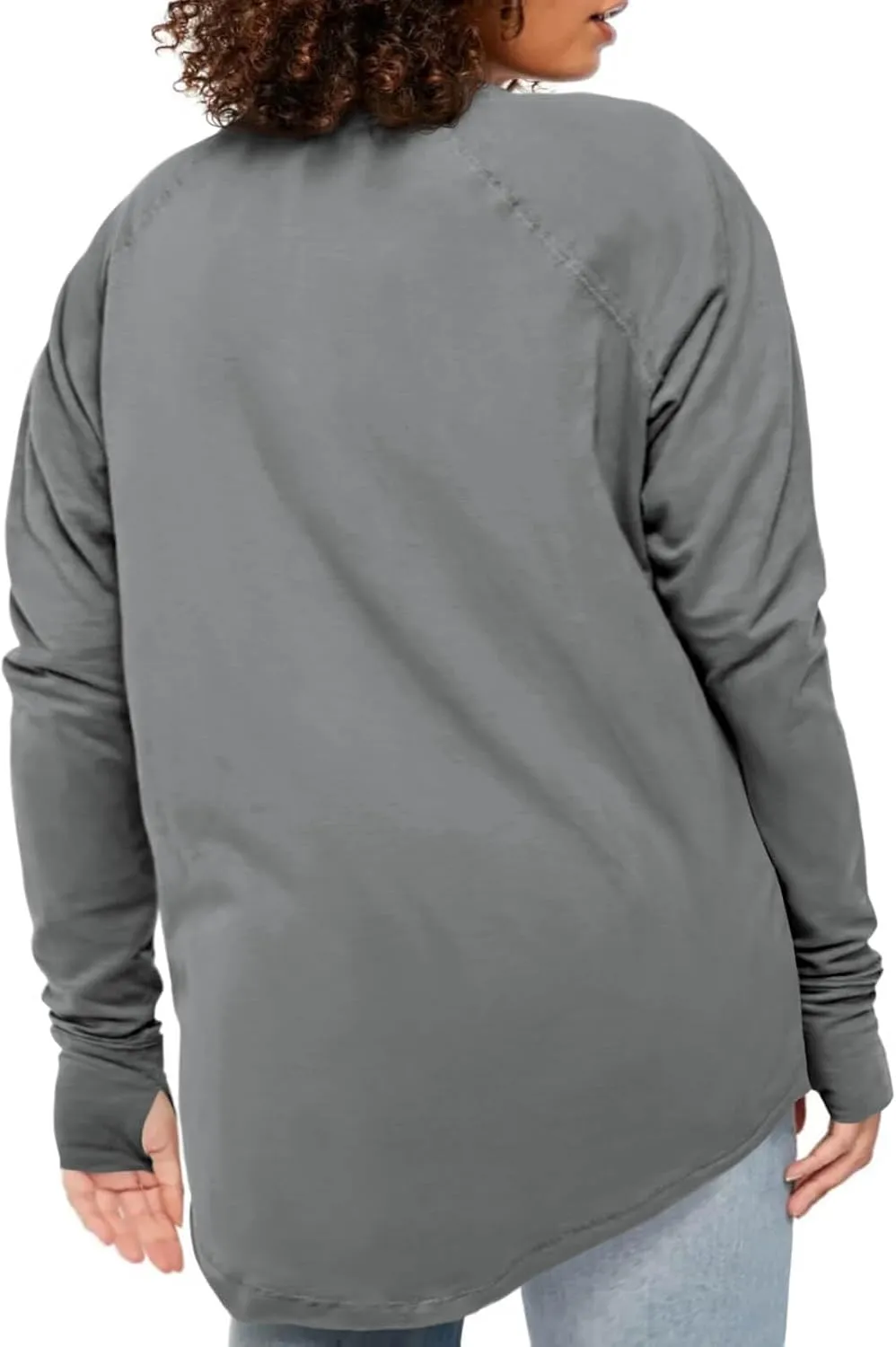 Women's Plus Size Long Sleeve Tunic Top Crew Neck Summer Oversized Fit Basic T Shirts Blouse