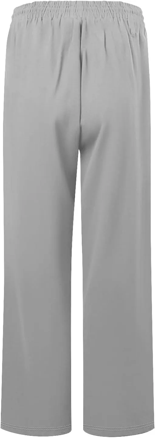 Womens Roll Up Capri Pants Cotton Linen High Waisted Drawstring Pants with Pocket 2025 Summer Lounge Elastic Trousers