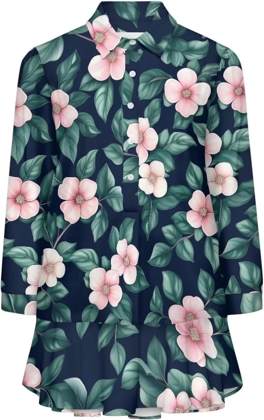Women's Shirt Mini Dress Soft V-Neck Button Down Shift Mini Dress Casual Long Sleeve Ruffle Hem Flowy Dresses