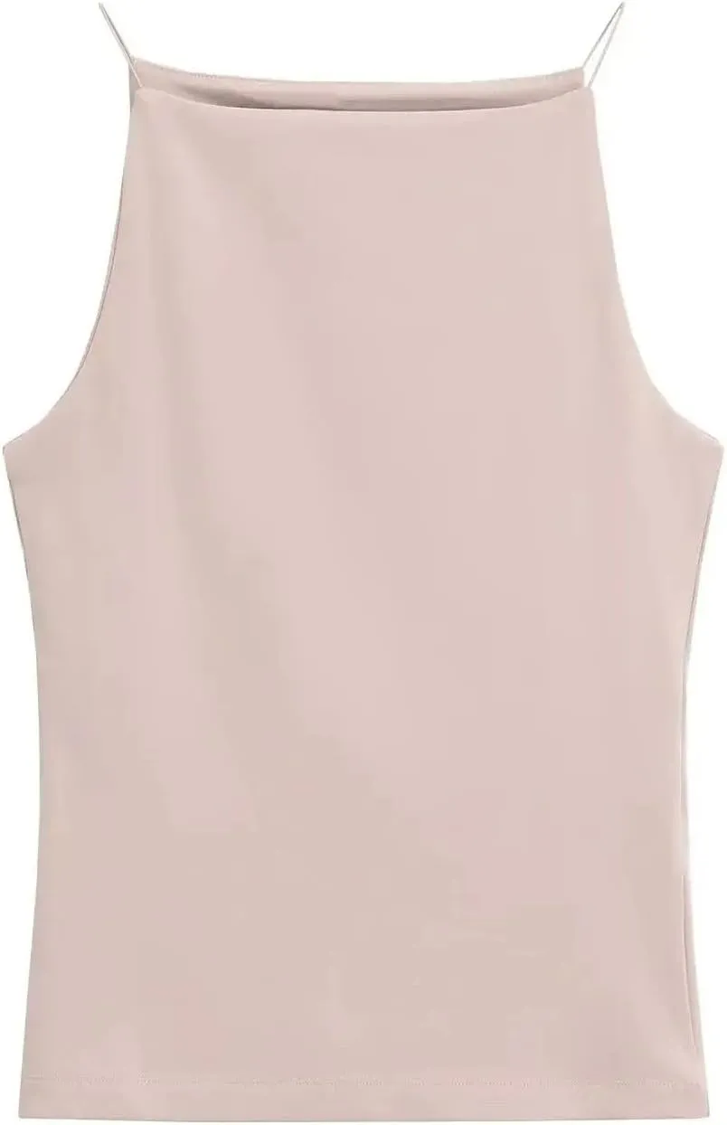 Women's Square Neck Tank Top Casual Sleeveless Slim Fit Solid Color Camisole