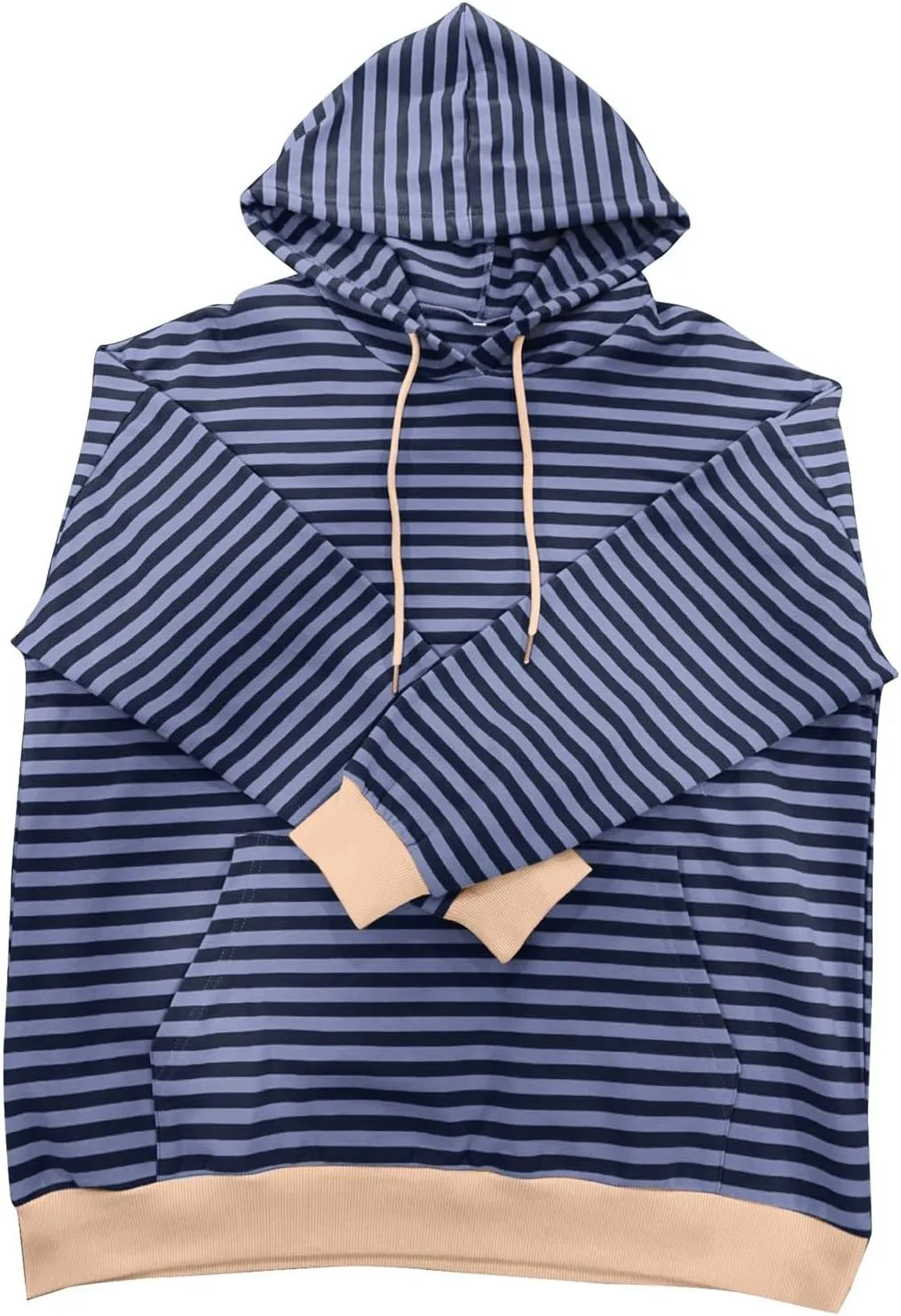 Womens Stripe Hoodies Oversized Sweatshirts Striped Color Block Drawstring Loose Pullover 2024 Fall Casual Hoodie Y2K
