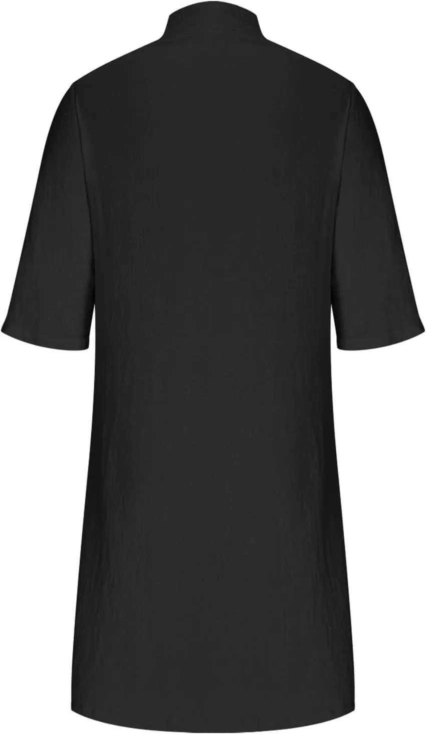 Women's Summer Shirt Dresses Loose Button Down 1/2 Sleeve Solid Color Dress 2024 Trendy Casual Lapel Midi Dresses