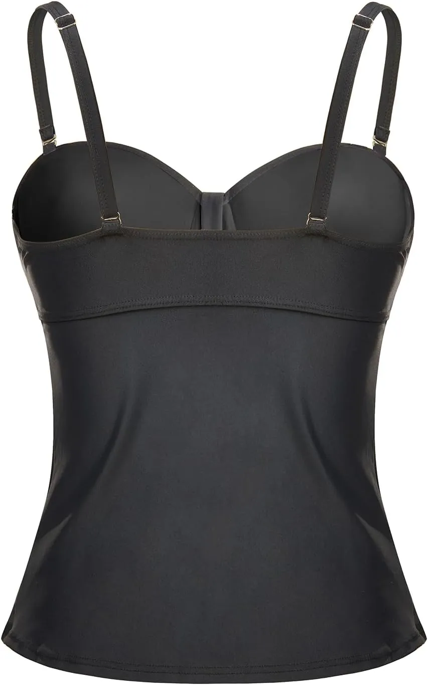 Women's Underwire Tankini Top Only Tummy Control Swimsuit Top Push Up Bathing Suit Top No Bottom