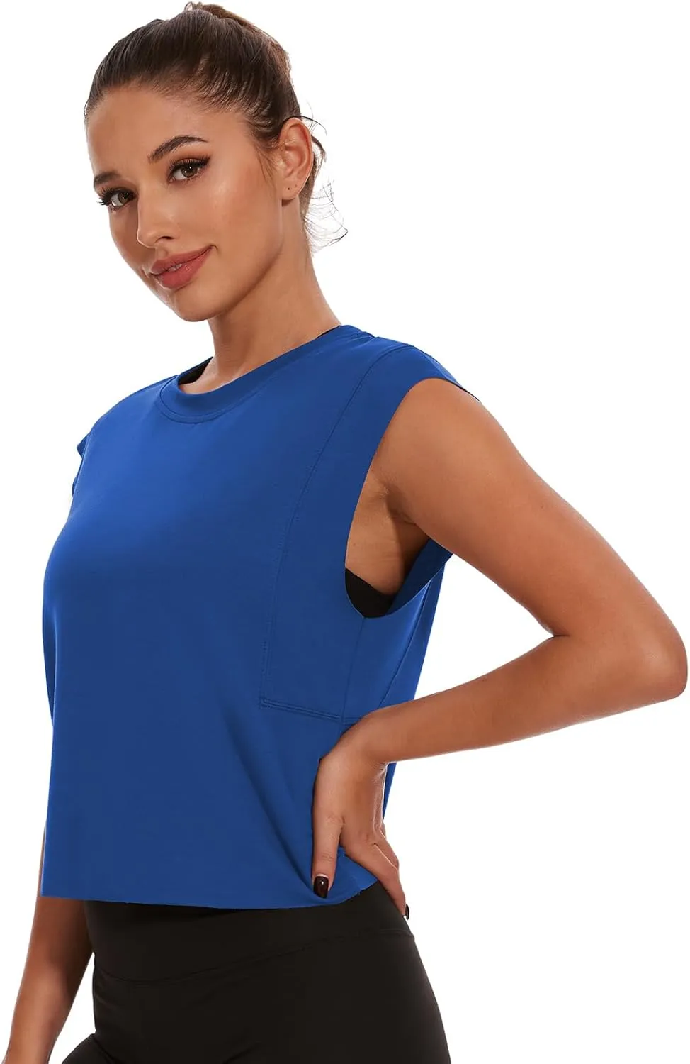 Womens Workout Crop Tank Tops Loose Sleeveless Summer T Shirts Oversize Active Yoga Gym Tee Y2k
