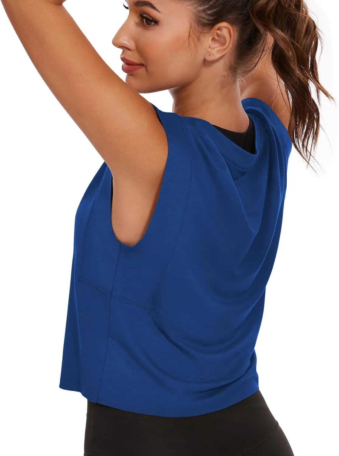 Womens Workout Crop Tank Tops Loose Sleeveless Summer T Shirts Oversize Active Yoga Gym Tee Y2k