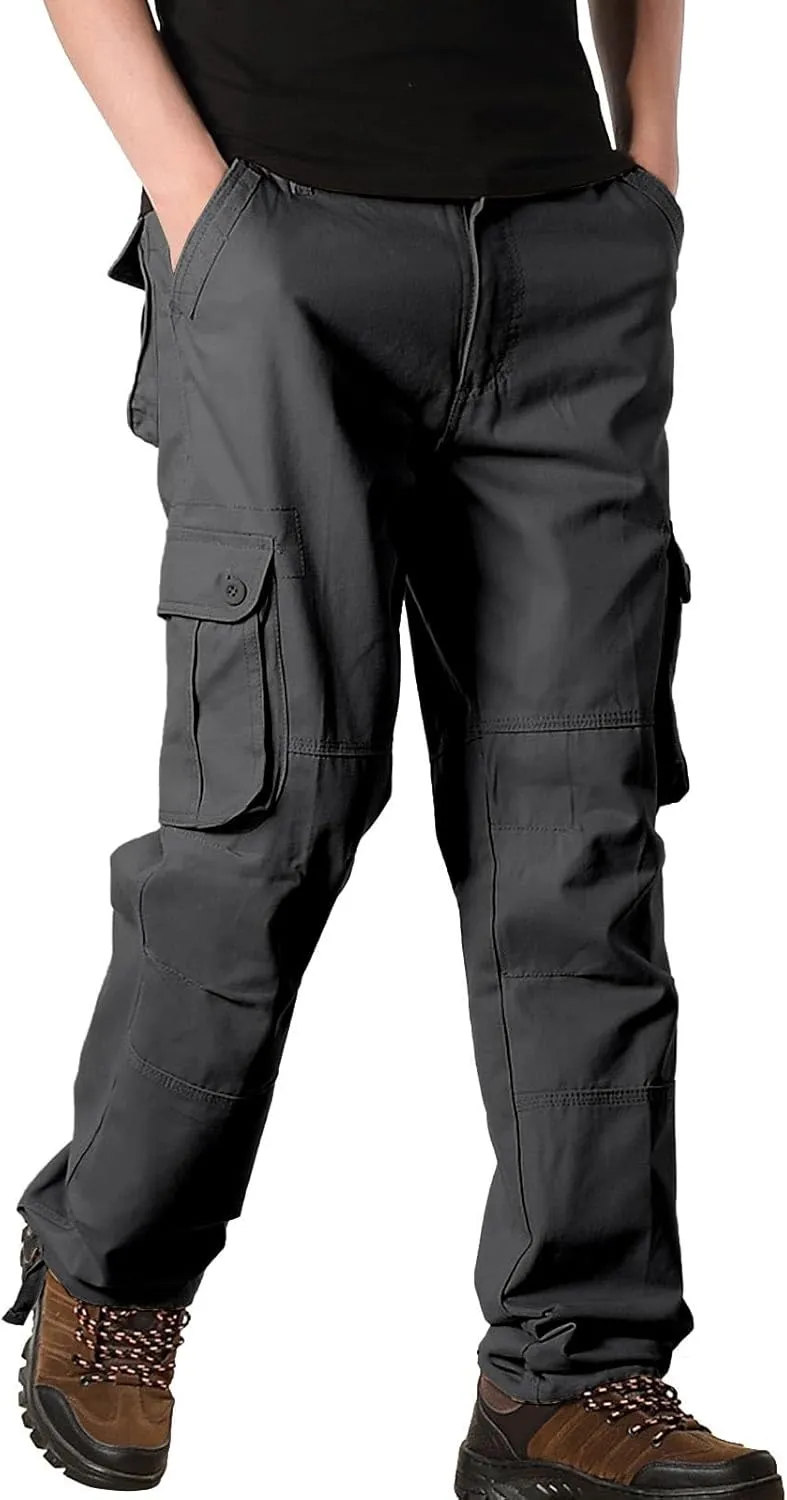 Work Pants for Men Big and Tall Casual Fleece Loose Open Bottom Athletic Pants Straight Leg Outdoor Hiking Pants