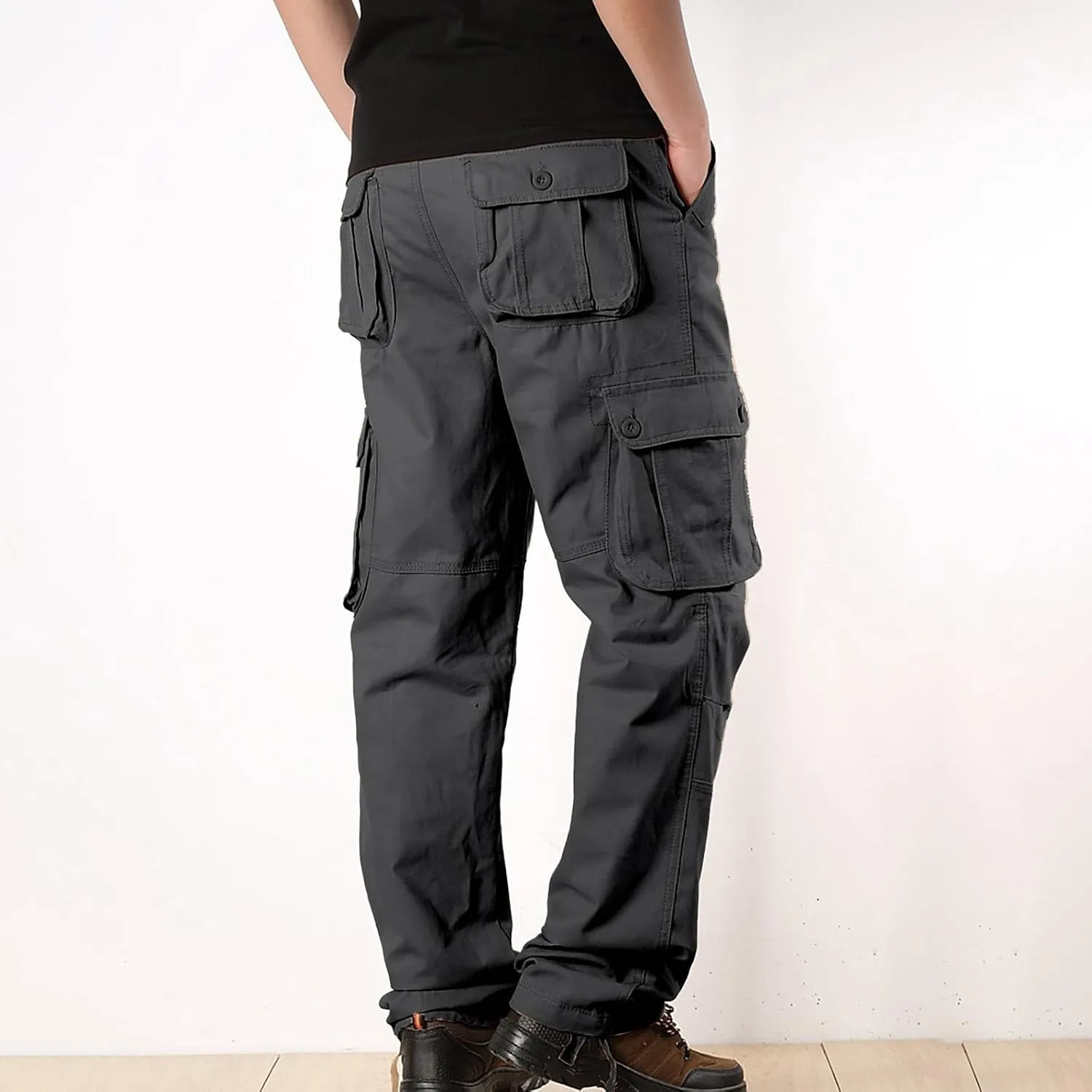 Work Pants for Men Big and Tall Casual Fleece Loose Open Bottom Athletic Pants Straight Leg Outdoor Hiking Pants